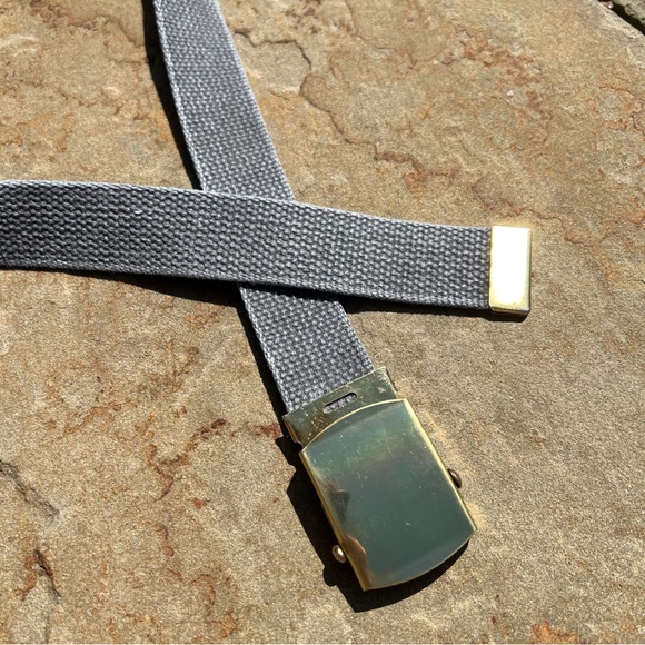 SOLD - Reworked Vintage 90s Grey Military Canvas Belt Made in USA Upcycled - Picture 2 of 5